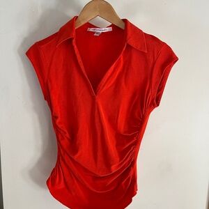 Zesty Red Sleeveless Blouse